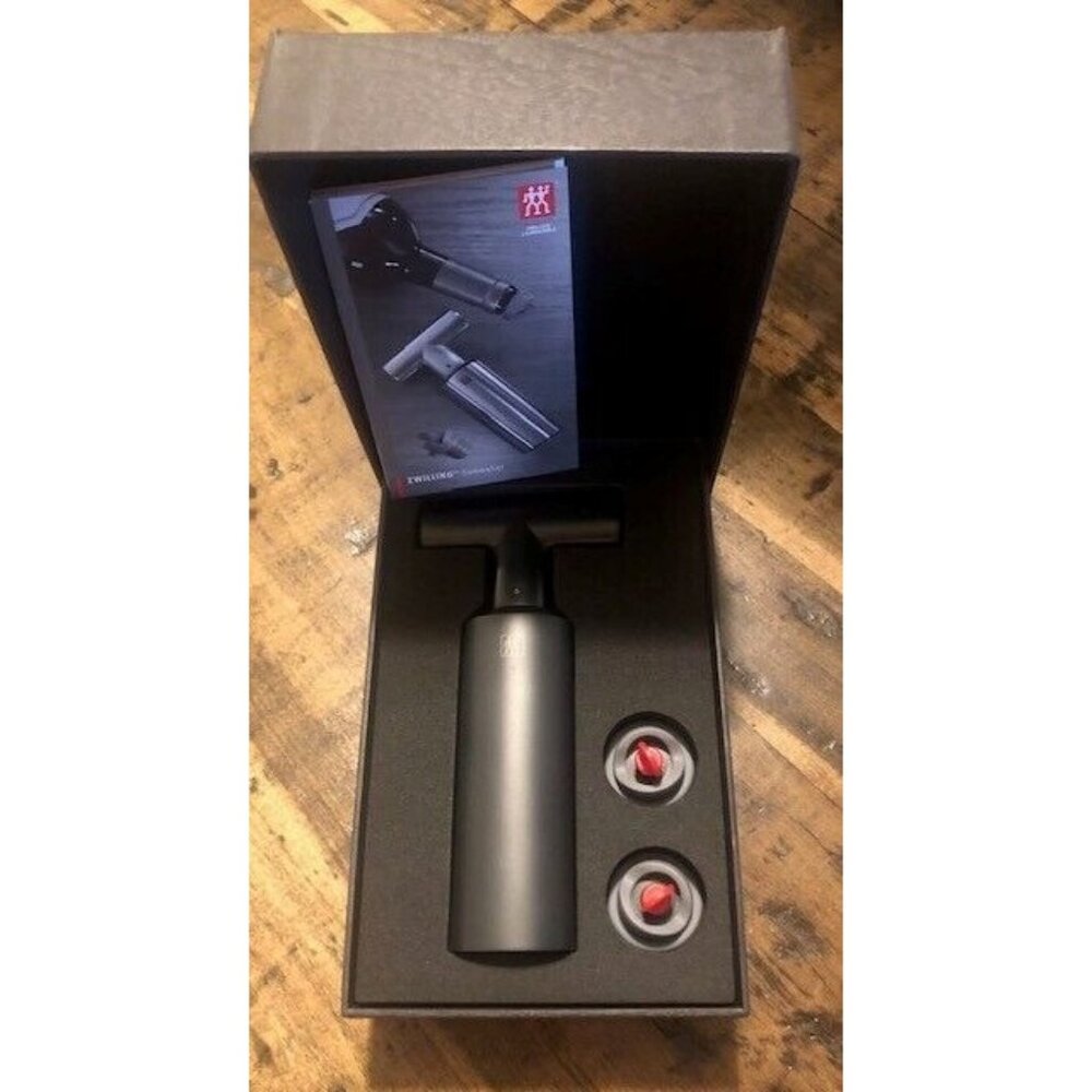 NIB $75 RESTORATION HARDWARE ZWILLING SOMMELIER MATTE BLACK WINE VACUUM PUMP SET